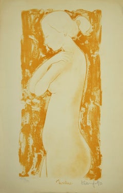 Standing Nude - Original Lithograph by Alain Bonnefoit - Late 20th Century