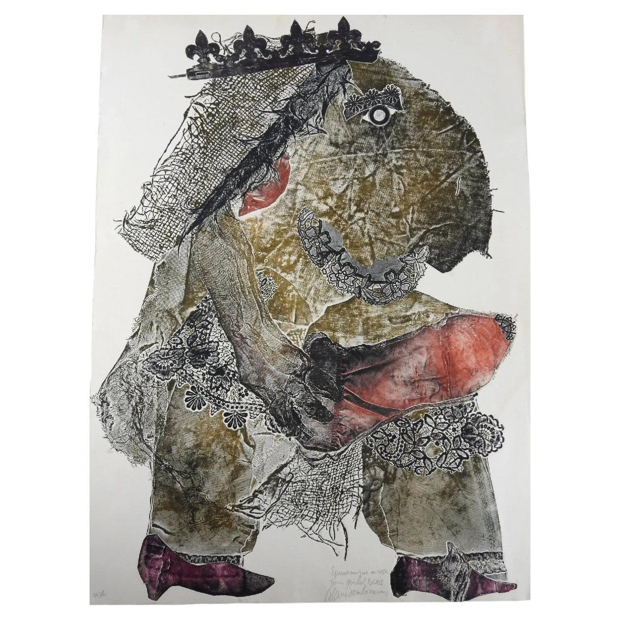 Alain BOURBONNAIS (1925-1988) : Gratte-cul. 1976. art singulier en venta