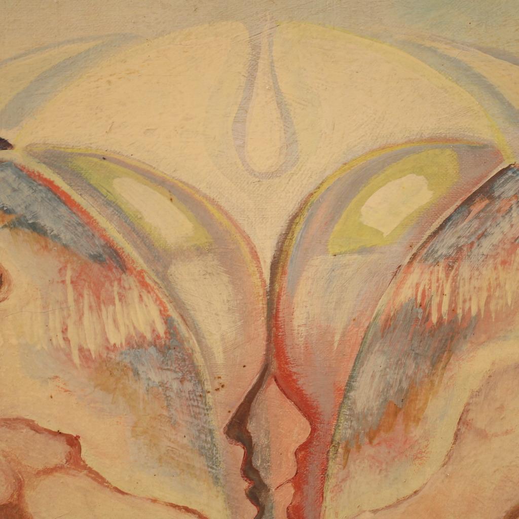 20. Jahrhundert Öl auf Leinwand Französisch Signiert Alain Cadoret Surrealist Gemälde, 1975 im Angebot 10