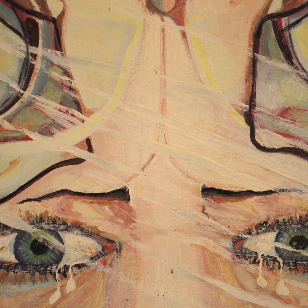 20. Jahrhundert Öl auf Leinwand Französisch Signiert Alain Cadoret Surrealist Gemälde, 1975 im Angebot 12