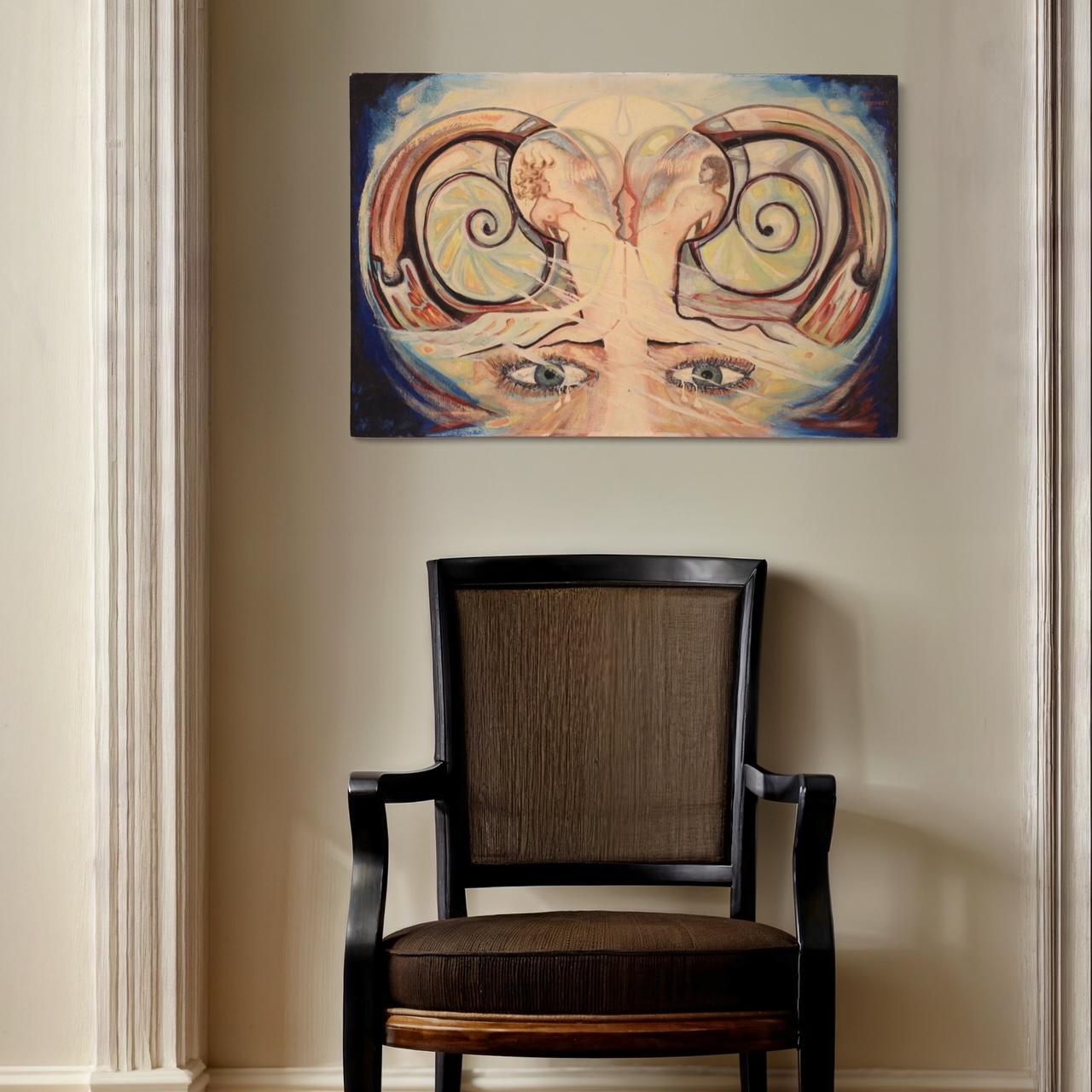 20. Jahrhundert Öl auf Leinwand Französisch Signiert Alain Cadoret Surrealist Gemälde, 1975 im Angebot 13