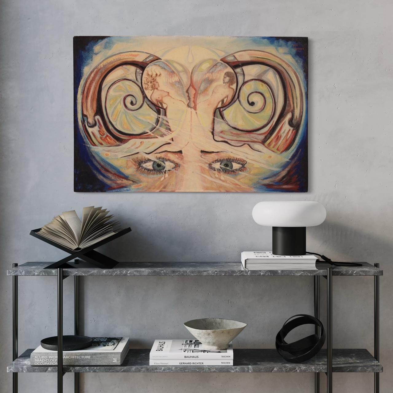 20. Jahrhundert Öl auf Leinwand Französisch Signiert Alain Cadoret Surrealist Gemälde, 1975 im Angebot 5