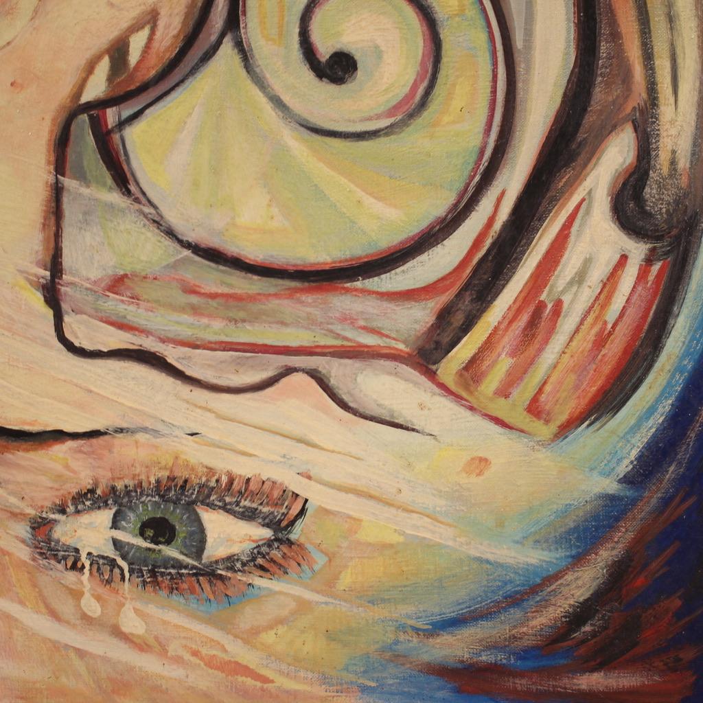 20. Jahrhundert Öl auf Leinwand Französisch Signiert Alain Cadoret Surrealist Gemälde, 1975 im Angebot 8