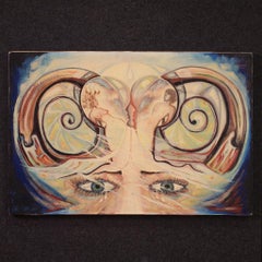 20ème siècle Huile sur toile signée Alain Cadoret Peinture surréaliste française, 1975