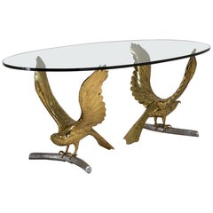 Alain Chervet Brass and Cast Bronze Eagle Based Table, 1980s