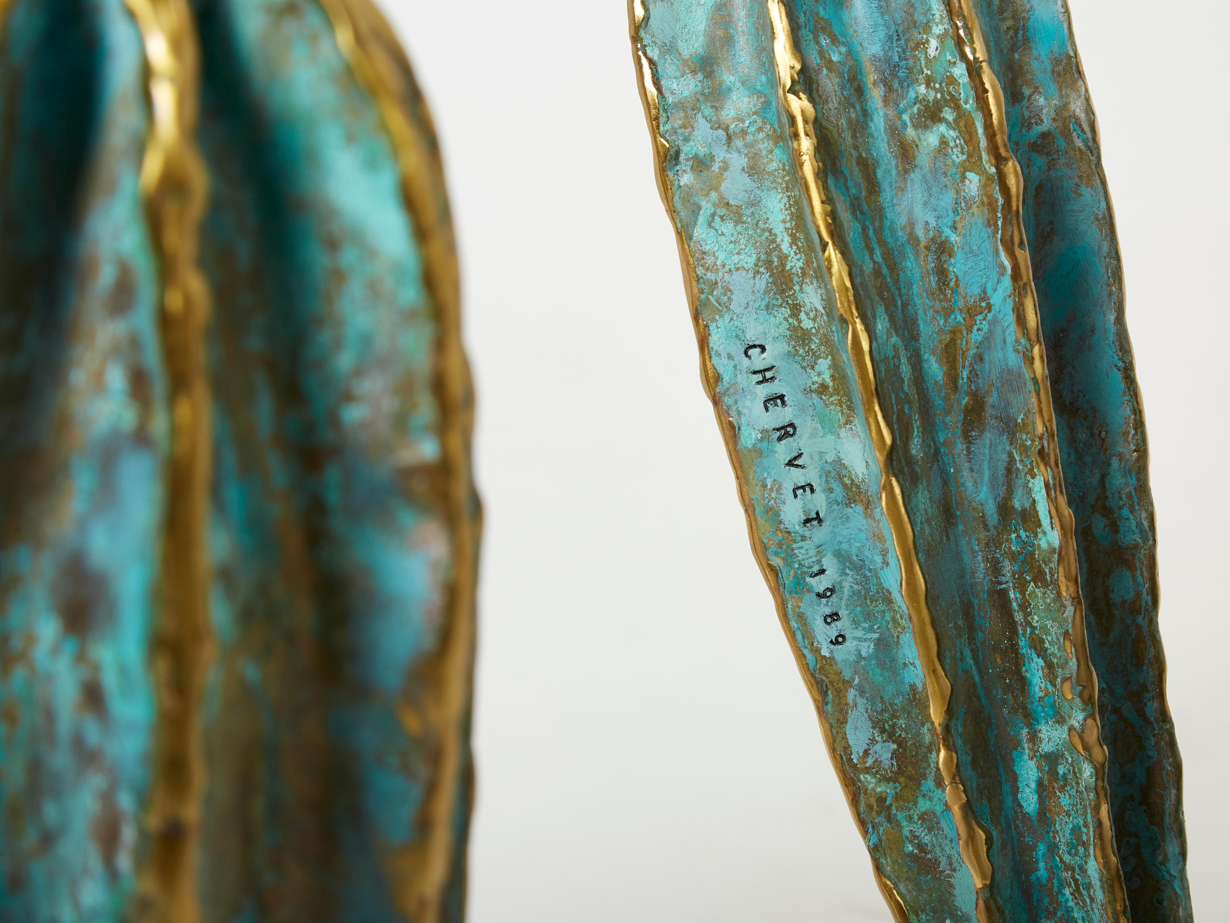 Alain Chervet console cactus parrot en bronze laiton 1989 en vente 3