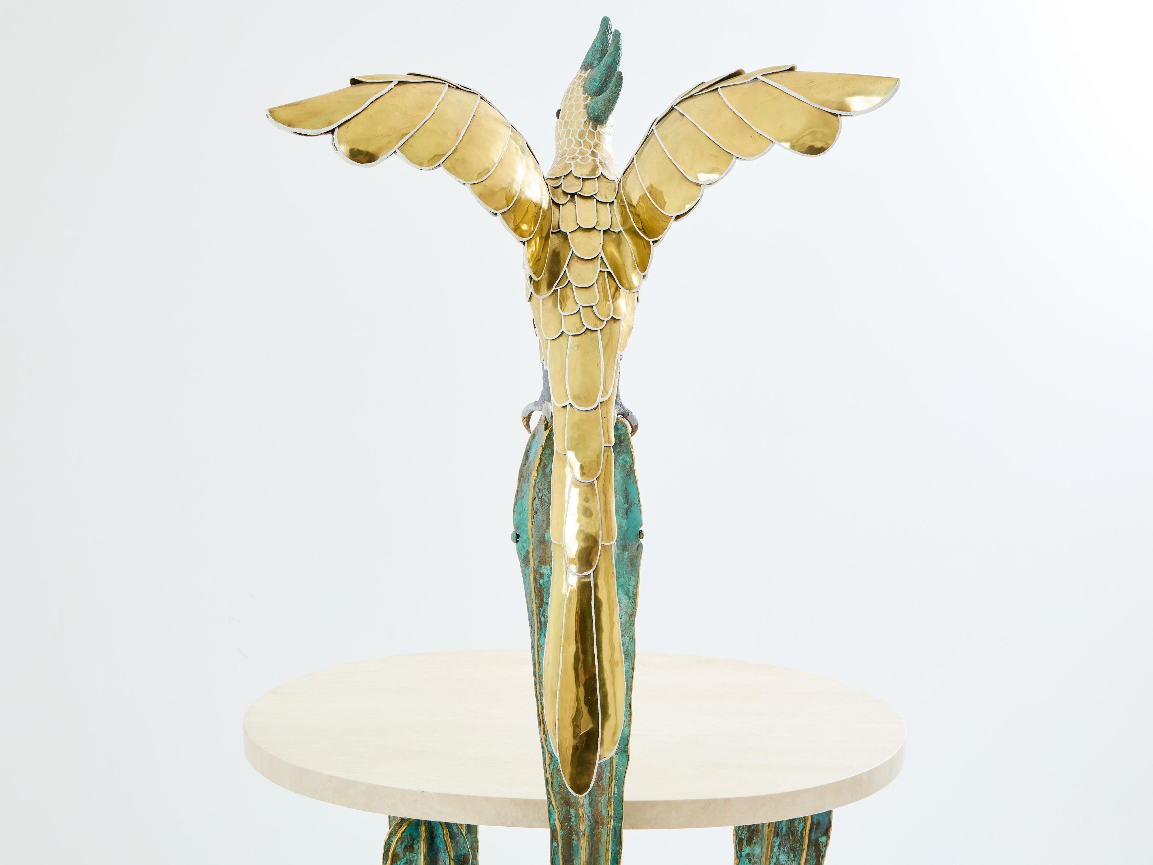 Alain Chervet console cactus parrot en bronze laiton 1989 en vente 2