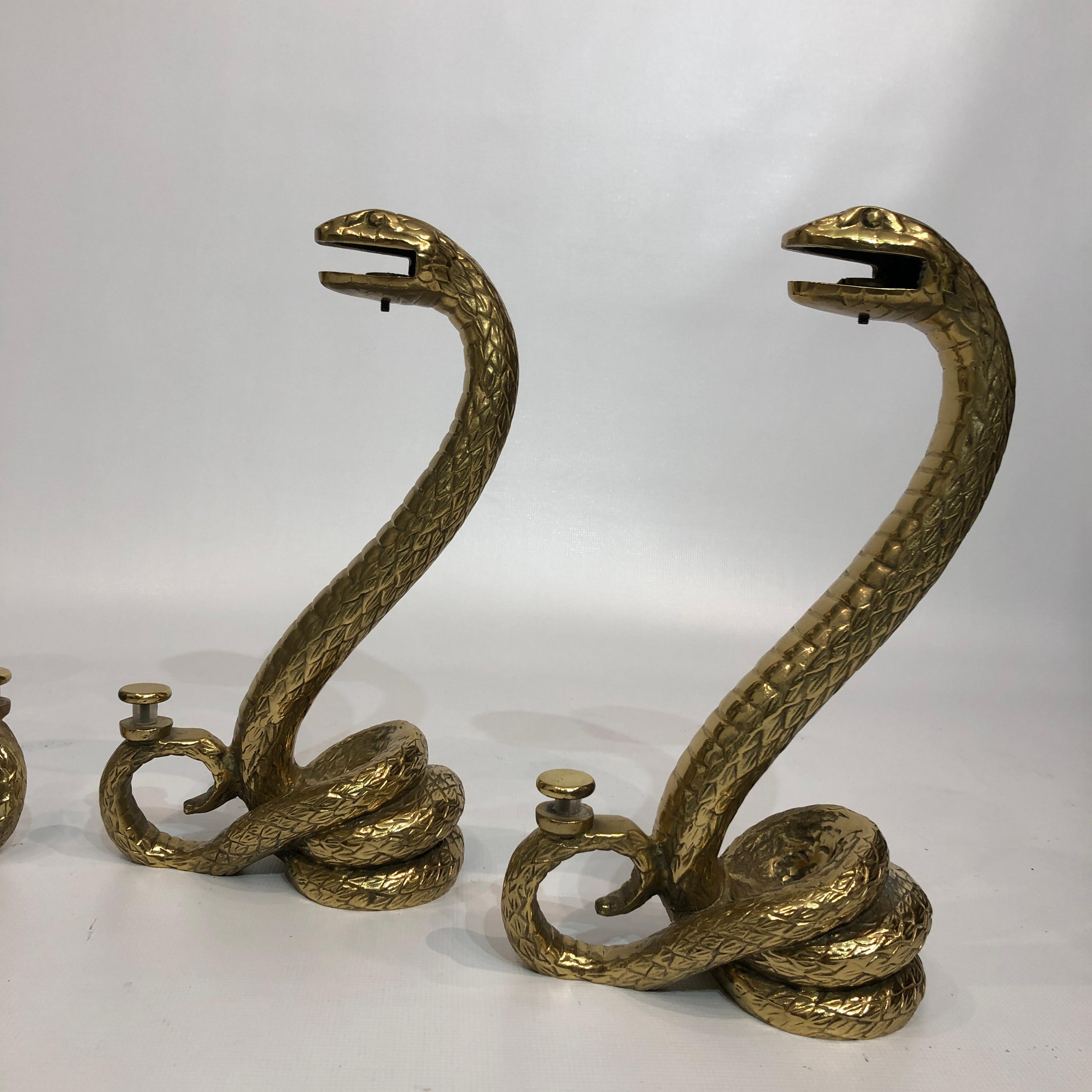 Couchtischsockel aus Messing mit Schlangen von Alain Chervet, Hollywood Regency, 1970er Jahre im Angebot 4