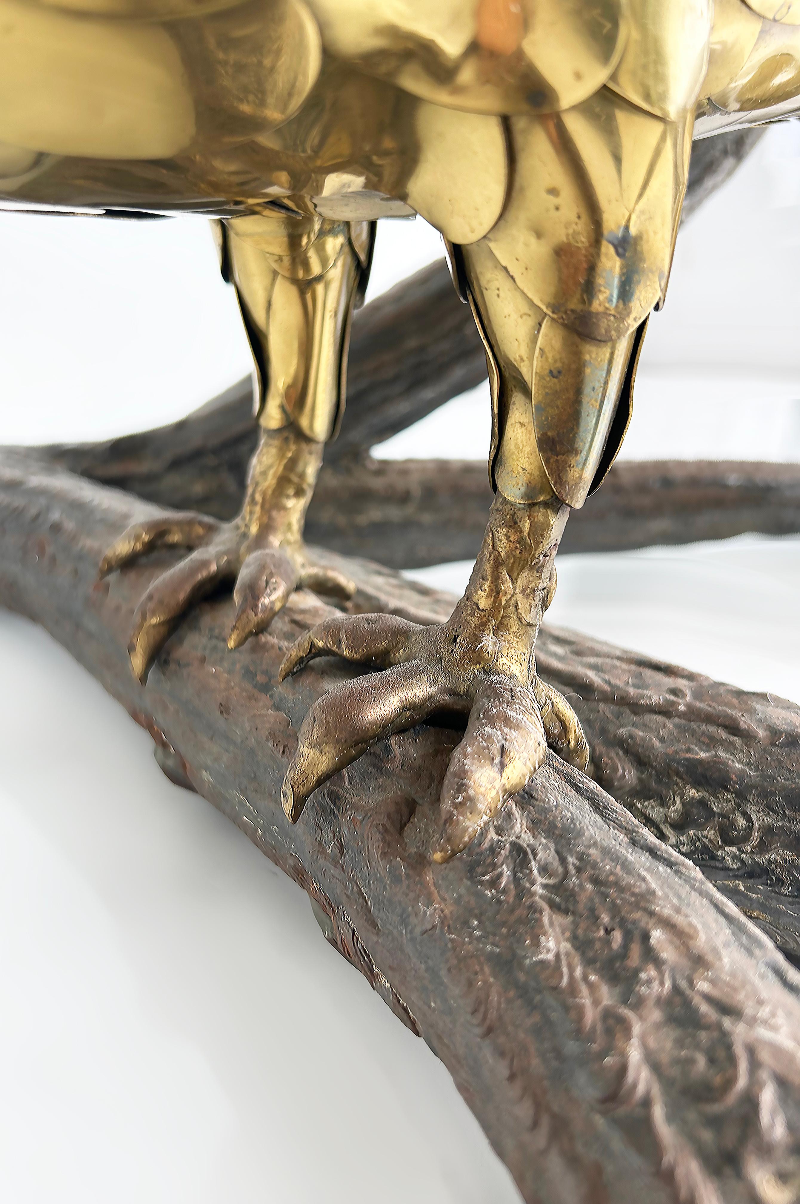  Alain Chervet French Sculptural Eagle Dining Center Table in Bronze and Brass For Sale 6