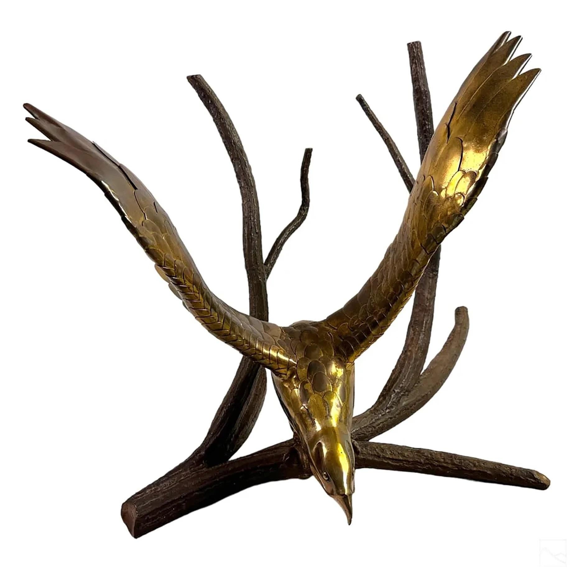 Alain Chervet French Sculptural Eagle Dining Center Table in Bronze and Brass 7