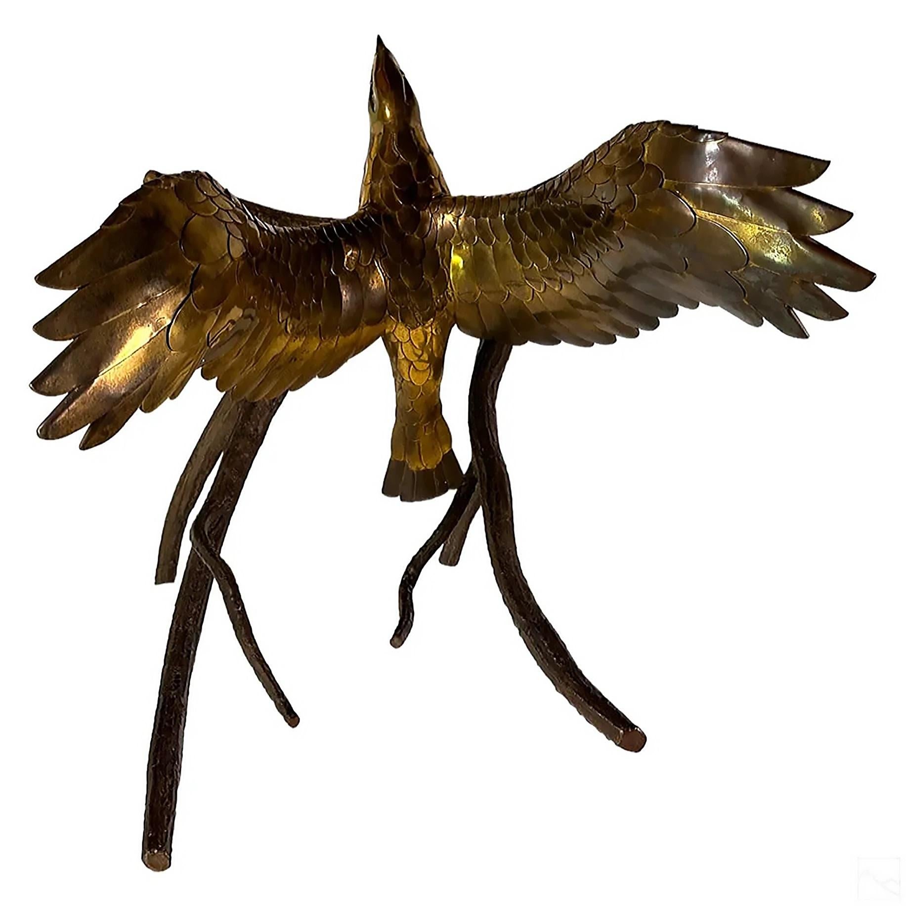  Alain Chervet French Sculptural Eagle Dining Center Table in Bronze and Brass For Sale 8