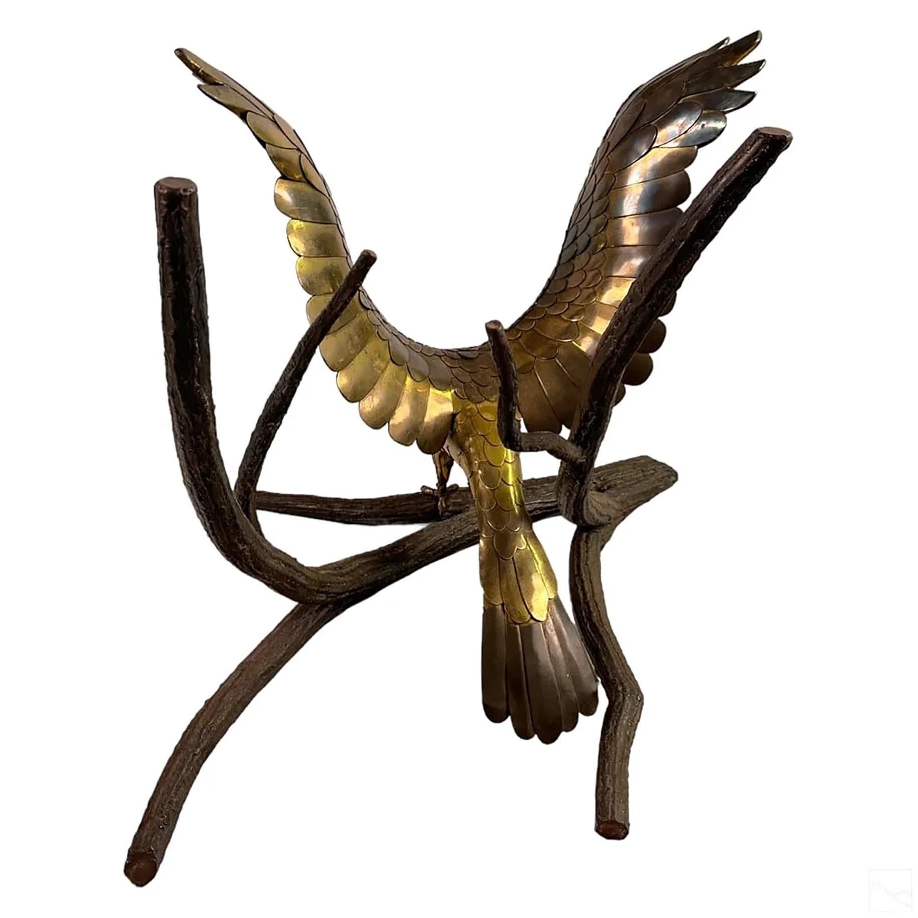  Alain Chervet French Sculptural Eagle Dining Center Table in Bronze and Brass For Sale 9