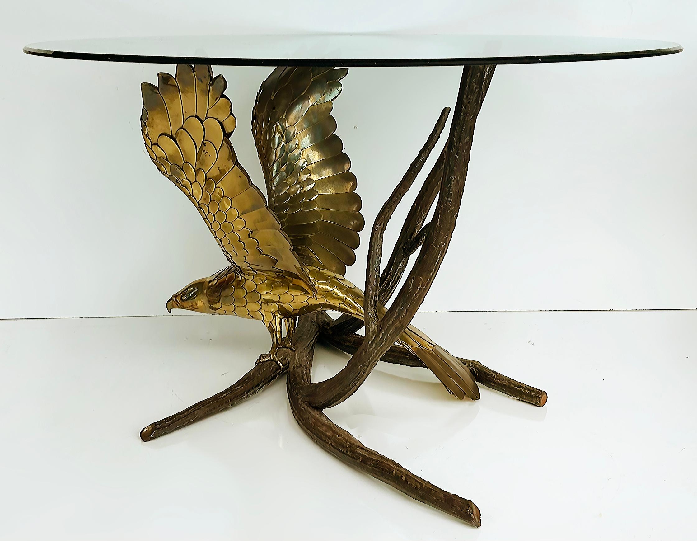  Alain Chervet French Sculptural Eagle Dining Center Table in Bronze and Brass For Sale 11