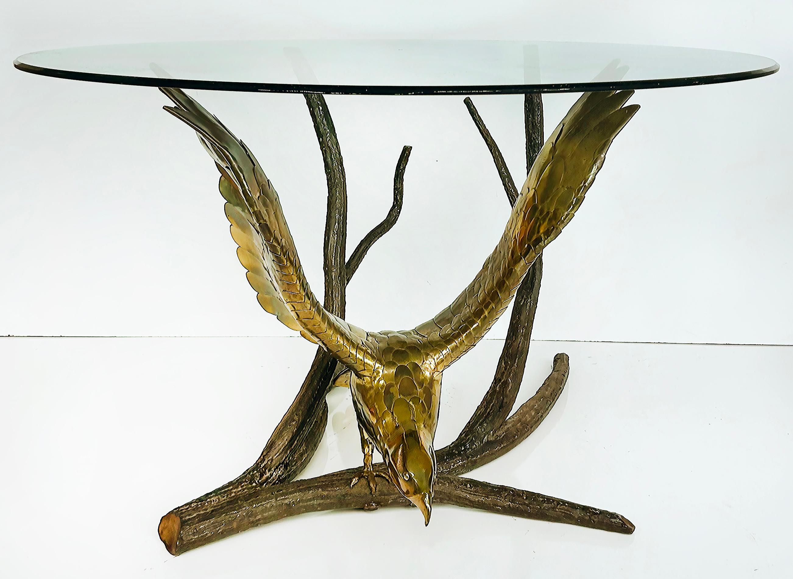  Alain Chervet French Sculptural Eagle Dining Center Table in Bronze and Brass In Good Condition For Sale In Miami, FL