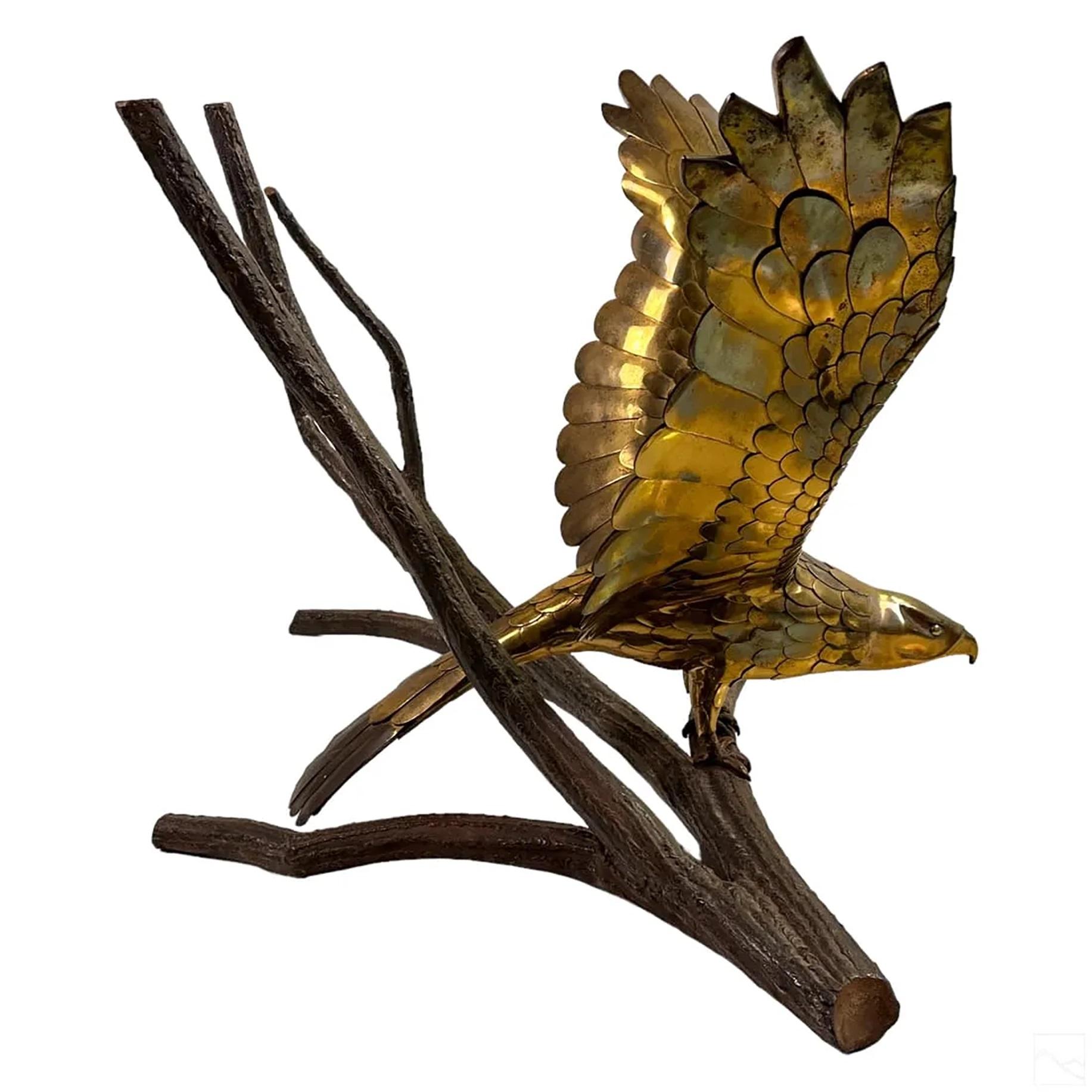 Alain Chervet French Sculptural Eagle Dining Center Table in Bronze and Brass 3
