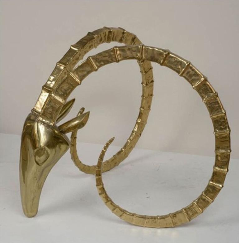 French Alain Chervet Hollywood Regency, Ibex Table Signed and Numbered in Gilt Bronze For Sale