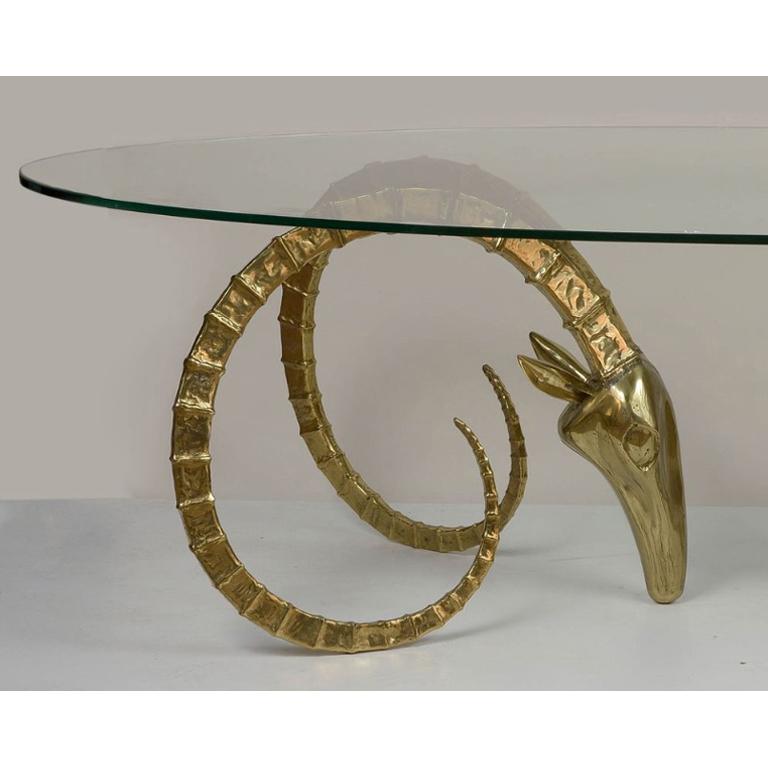 Alain Chervet Hollywood Regency, Ibex Table Signed and Numbered in Gilt Bronze In Good Condition For Sale In La Bisbal de l'Empordà, ES