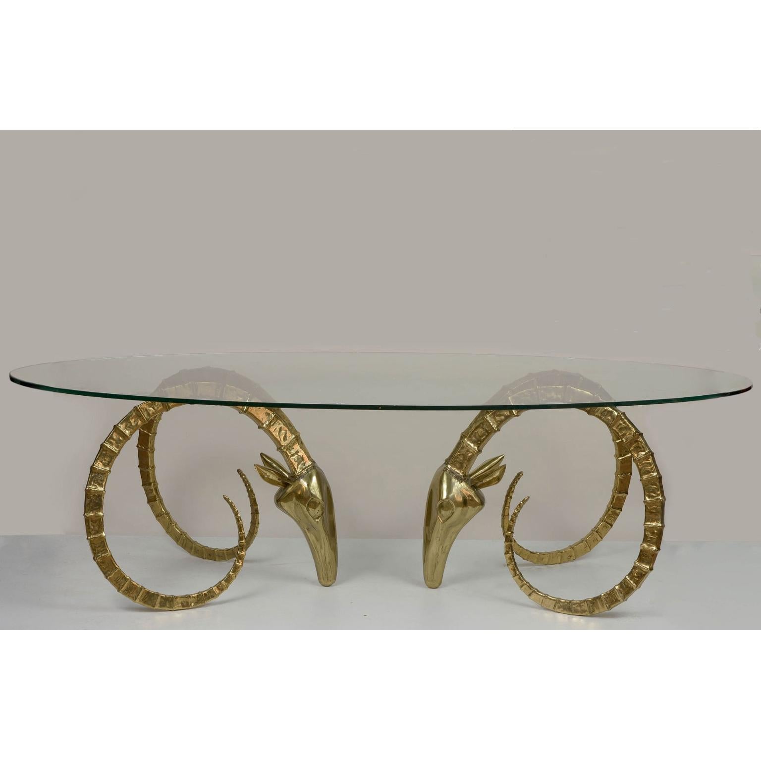20th Century Alain Chervet Hollywood Regency, Ibex Table Signed and Numbered in Gilt Bronze For Sale
