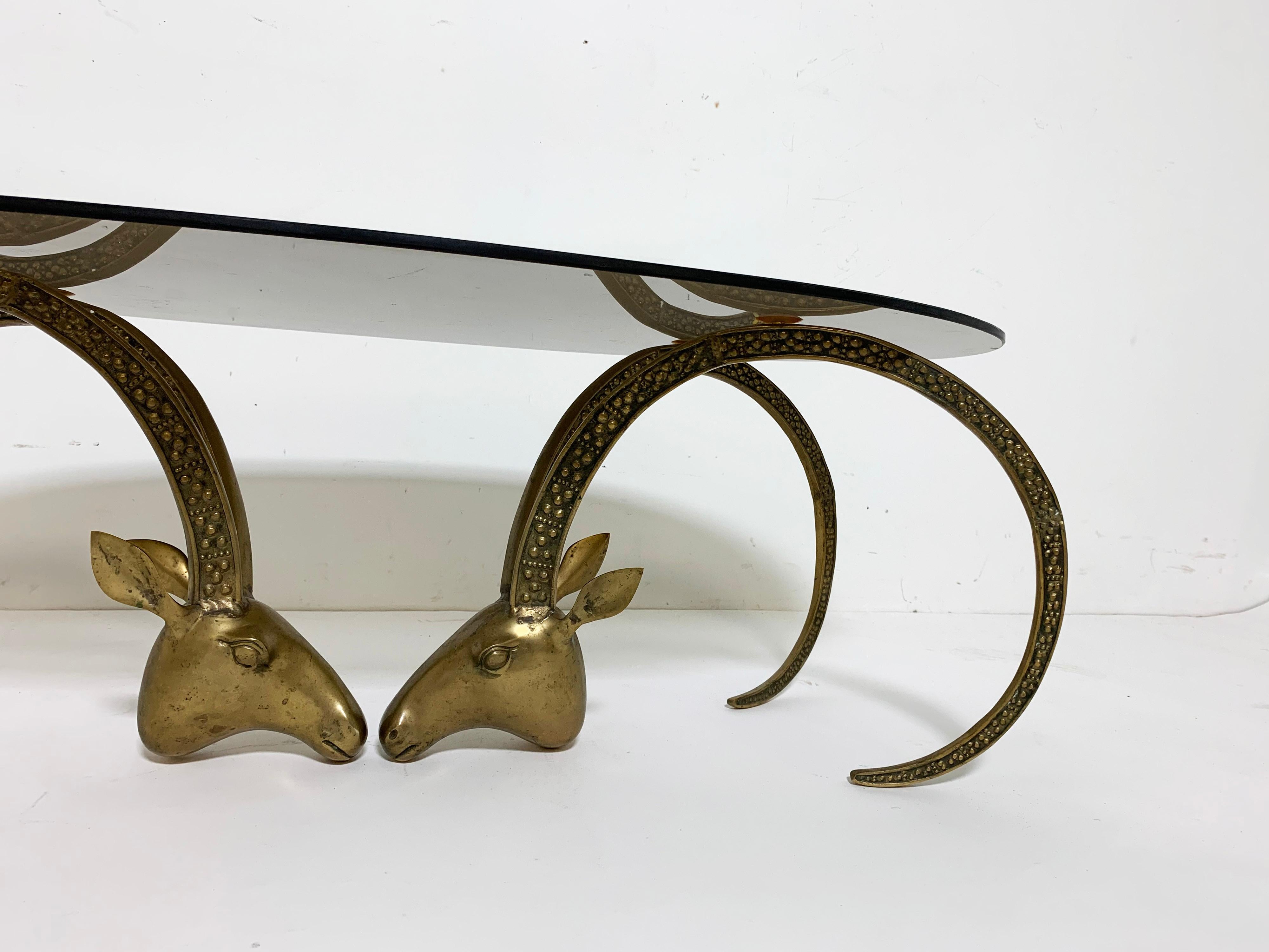 Mid-Century Modern Alain Chervet Style Bronze Ibex Head Coffee Table, Ca. 1970s