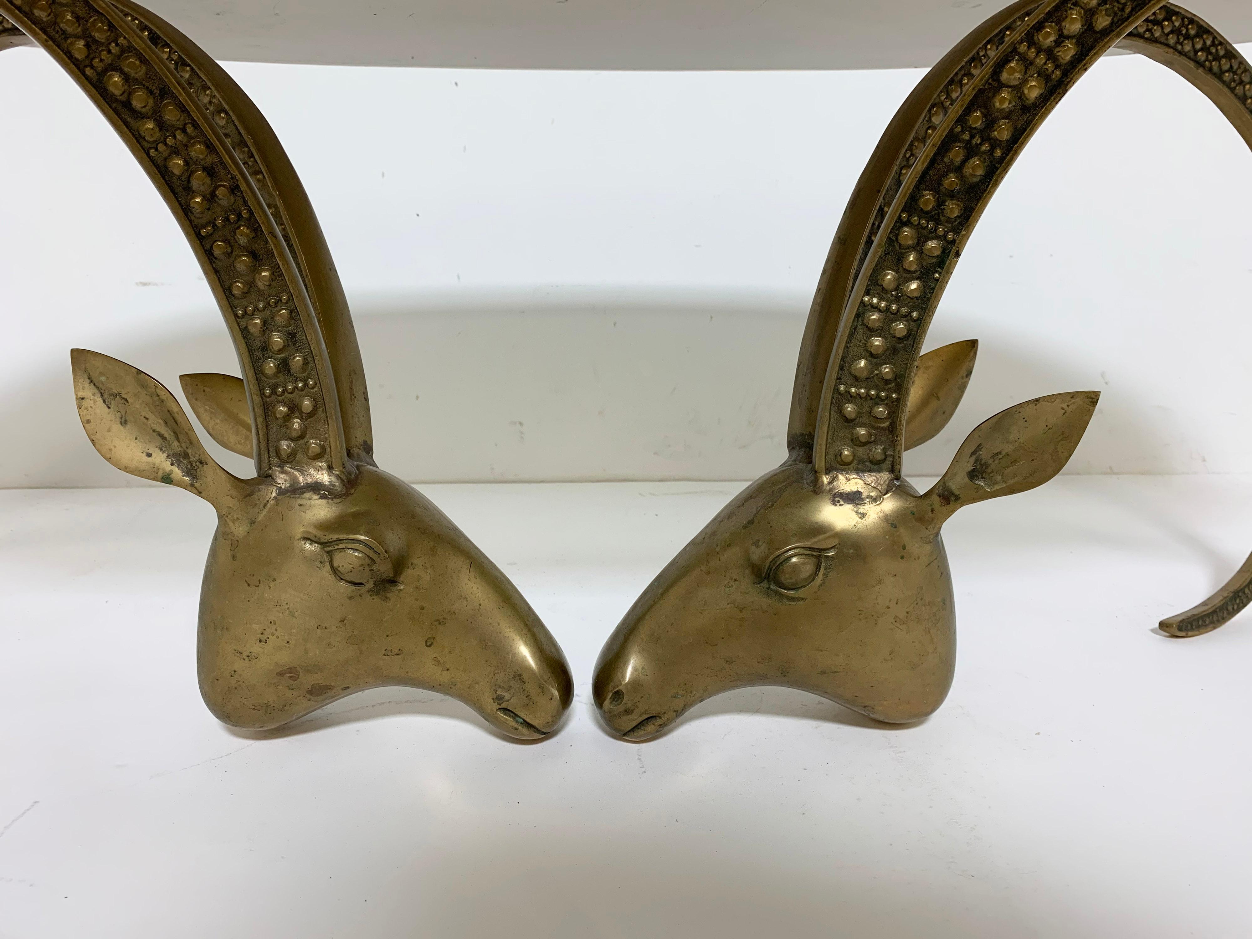 Alain Chervet Style Bronze Ibex Head Coffee Table, Ca. 1970s In Good Condition In Peabody, MA