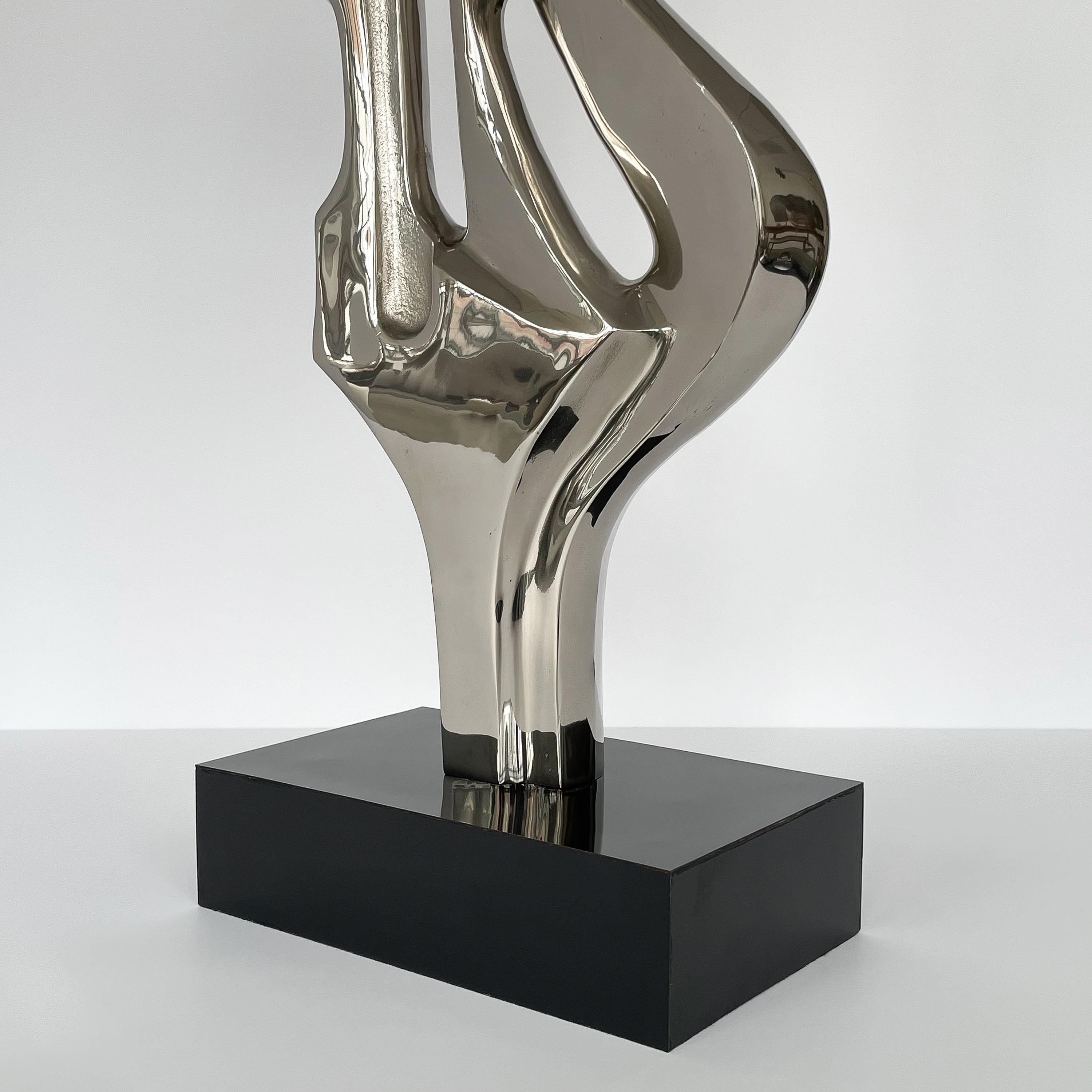 Alain Chervet Style Nickel-Plated Sculptural Table Lamp 3