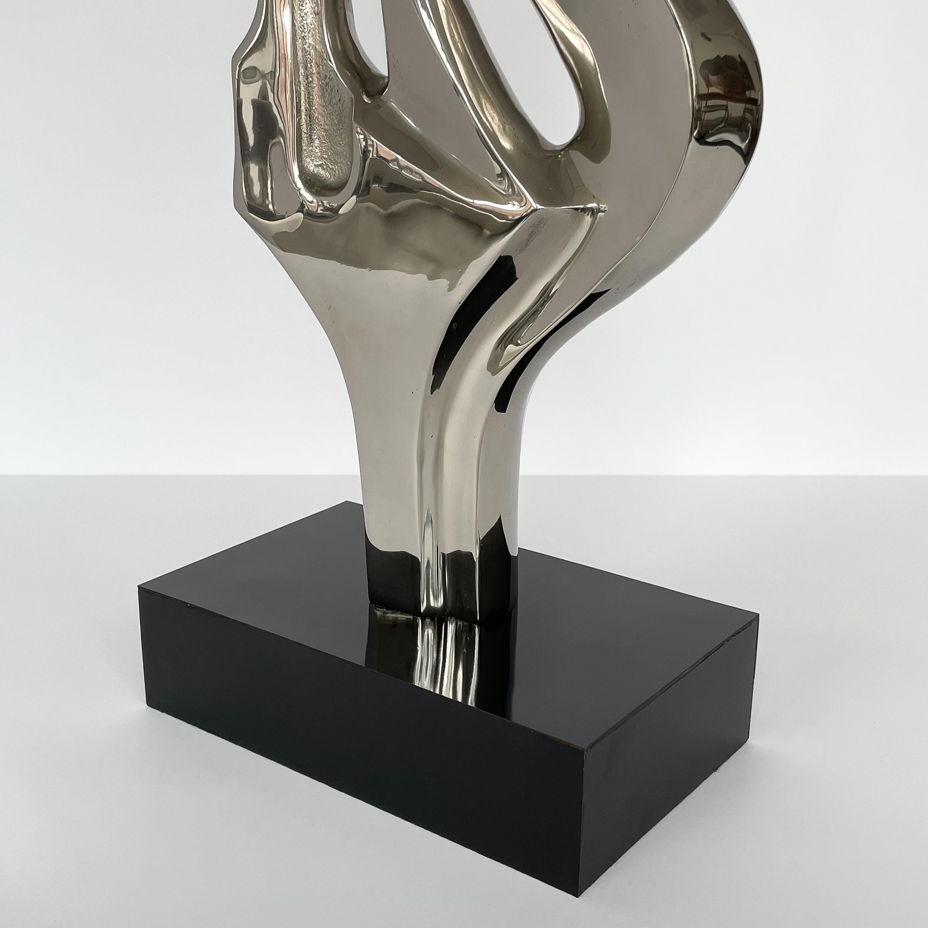 Alain Chervet Style Nickel-Plated Sculptural Table Lamp 4