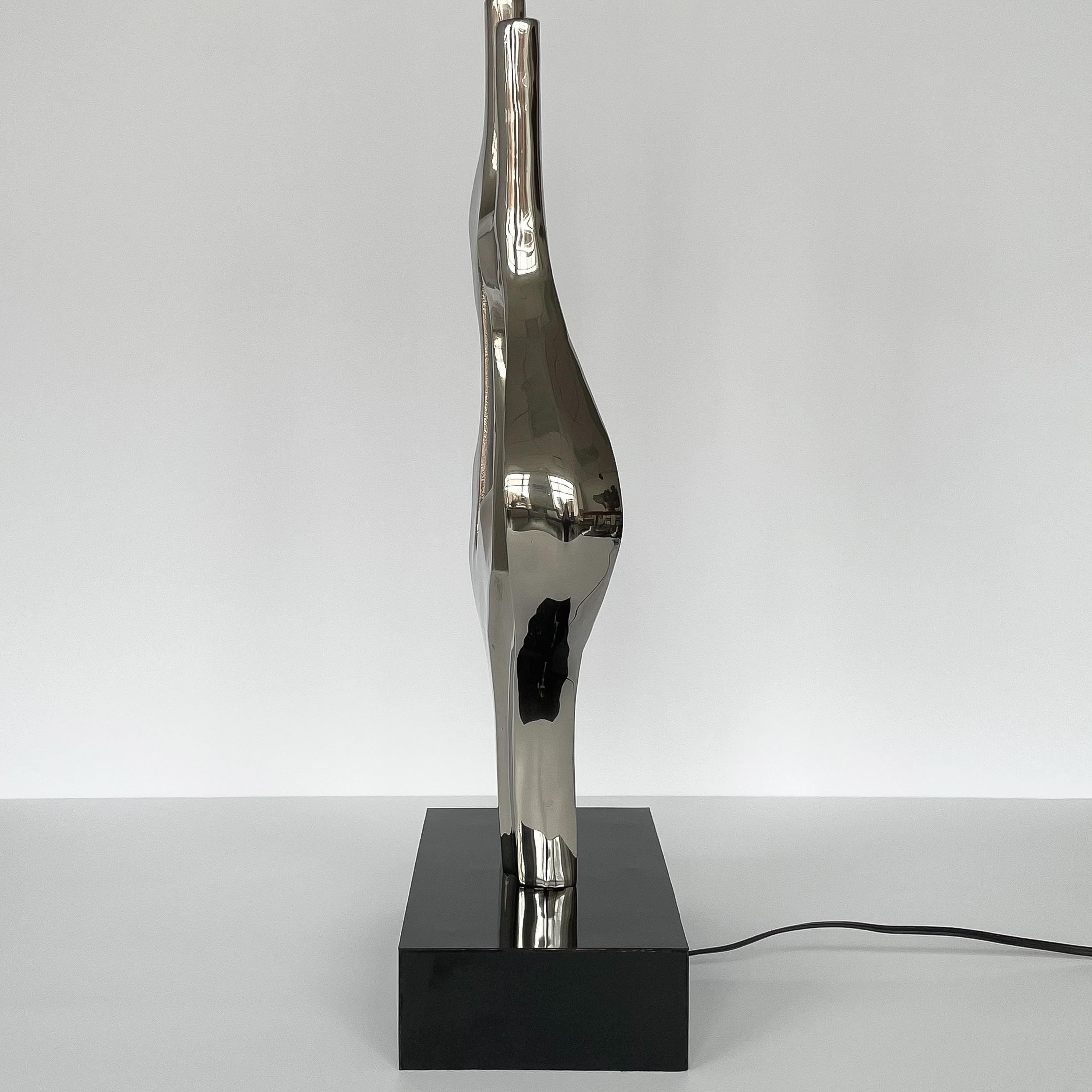 Alain Chervet Style Nickel-Plated Sculptural Table Lamp 5