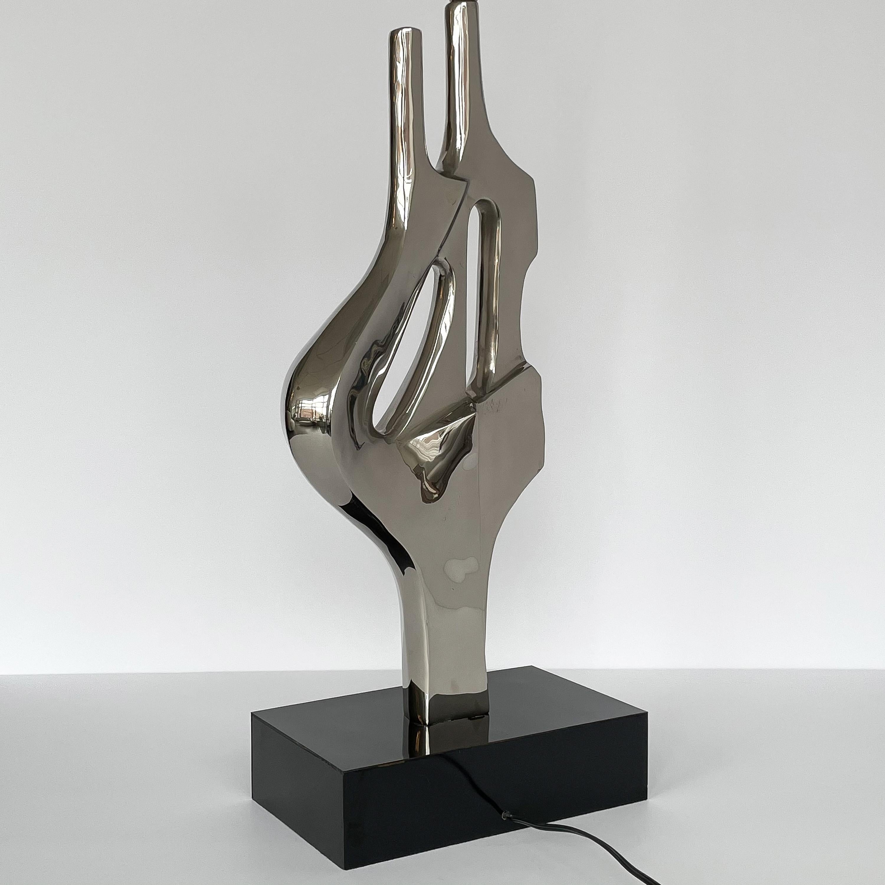 Alain Chervet Style Nickel-Plated Sculptural Table Lamp 6