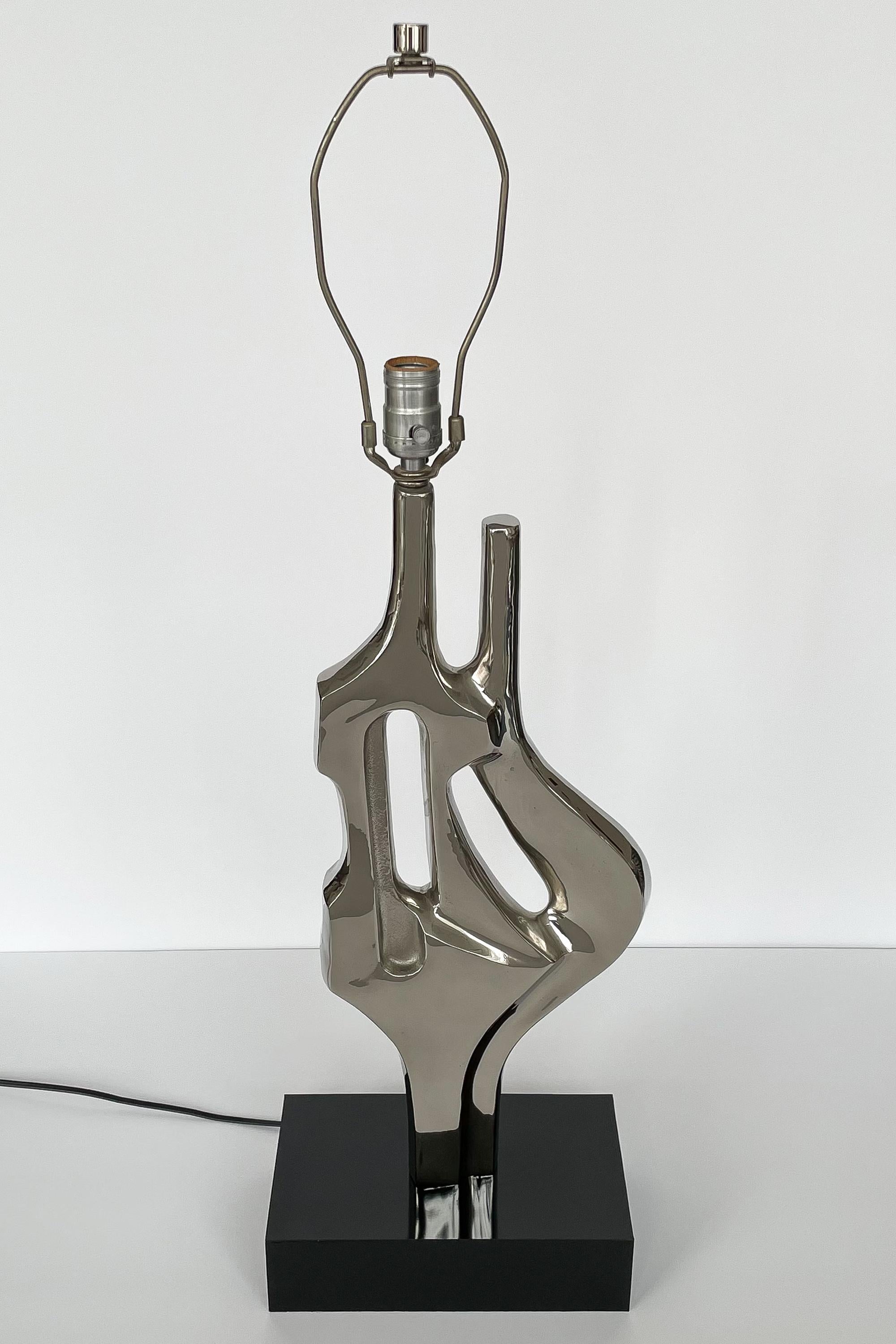 Alain Chervet Style Nickel-Plated Sculptural Table Lamp 7