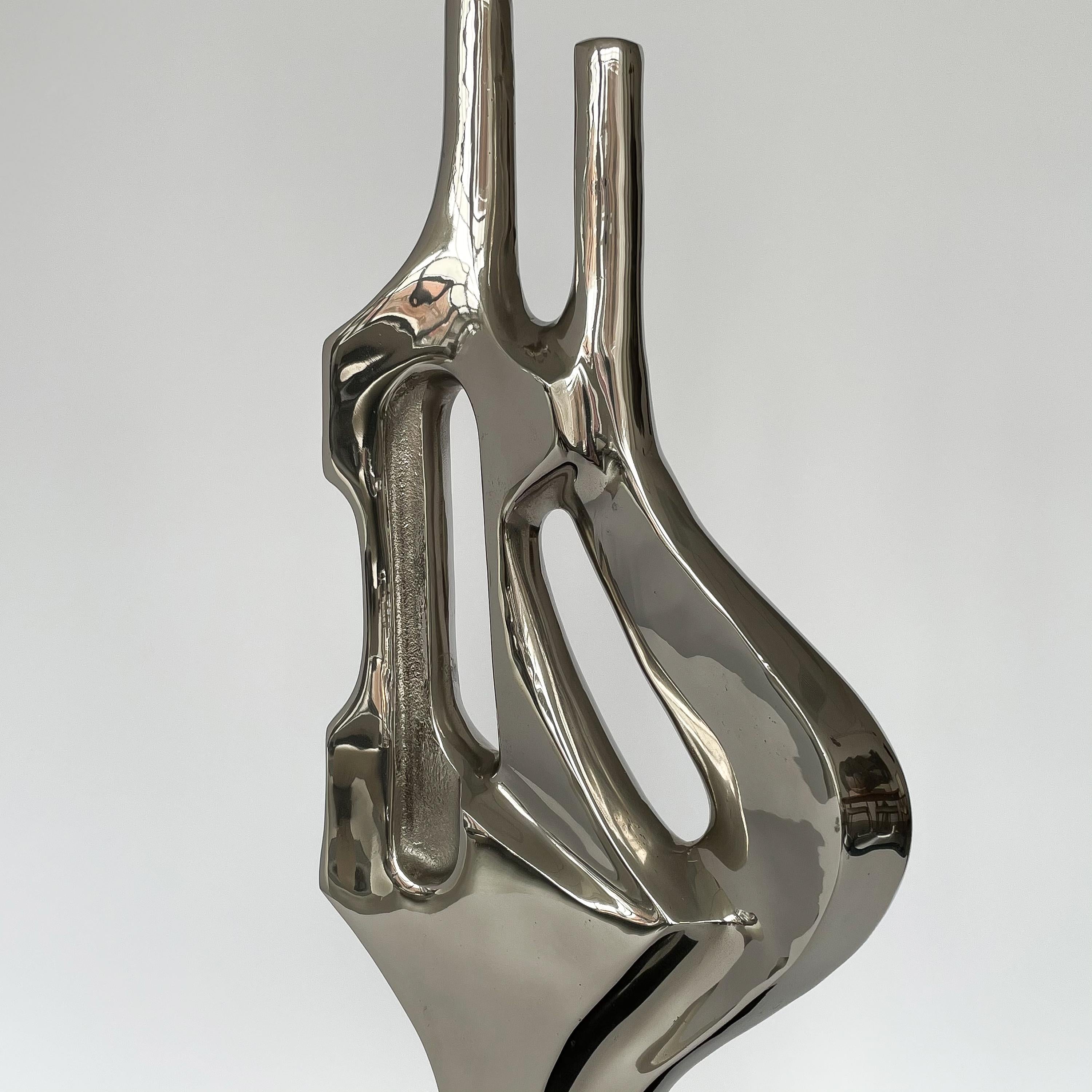Alain Chervet Style Nickel-Plated Sculptural Table Lamp 1