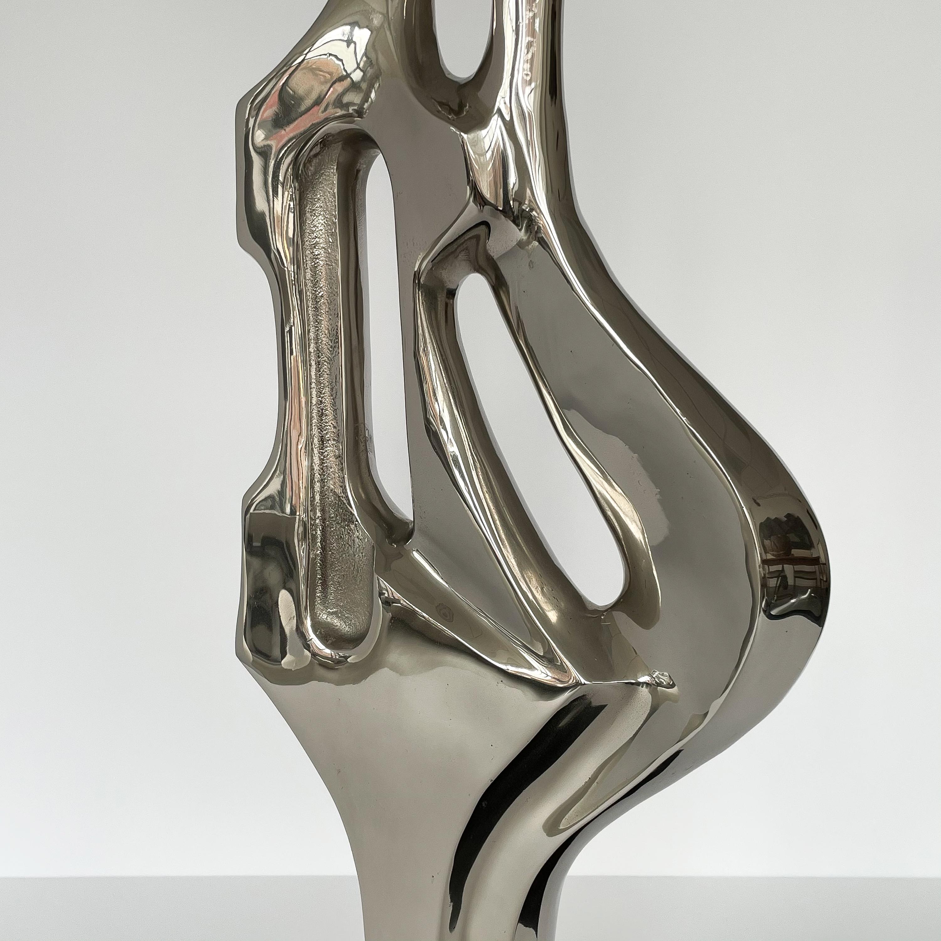 Alain Chervet Style Nickel-Plated Sculptural Table Lamp 2