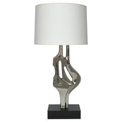 Alain Chervet Style Nickel-Plated Sculptural Table Lamp