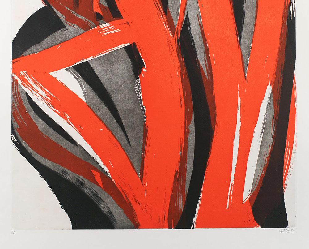 17M4G-2017 (Abstrakter Druck) (Orange), Abstract Print, von Alain Clément
