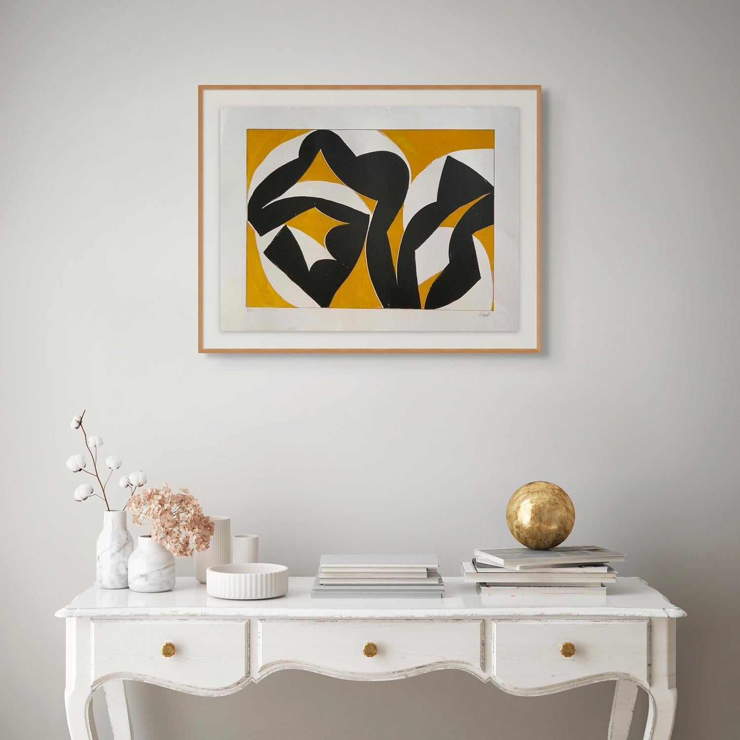 20JU2G-2020 (Abstract print) - Beige Abstract Print by Alain Clément