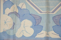 Alain Coeur (Paris) Ivory & Navy "Stripe Floral" Silk Scarf