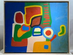 Alain de Cerval Mid-Century Modern Style Abstract Oil on canvas Painting, 1997
