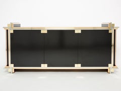 Alain Delon for Maison Jansen Sideboard Brass Black Lacquered, 1972