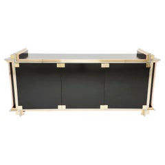 Alain Delon for Maison Jansen Sideboard Brass Black Lacquered, 1972