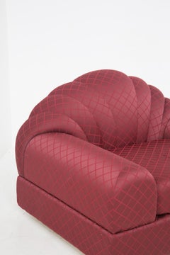 Alain Delon Vintage “Salon” Red Armchairs, Original Label