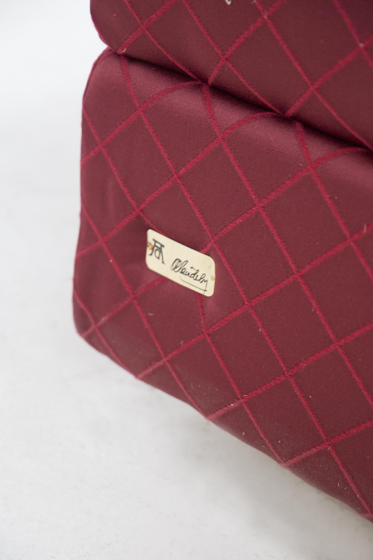 Alain Delon Vintage “Salon” Red Armchairs, Original Label For Sale 1