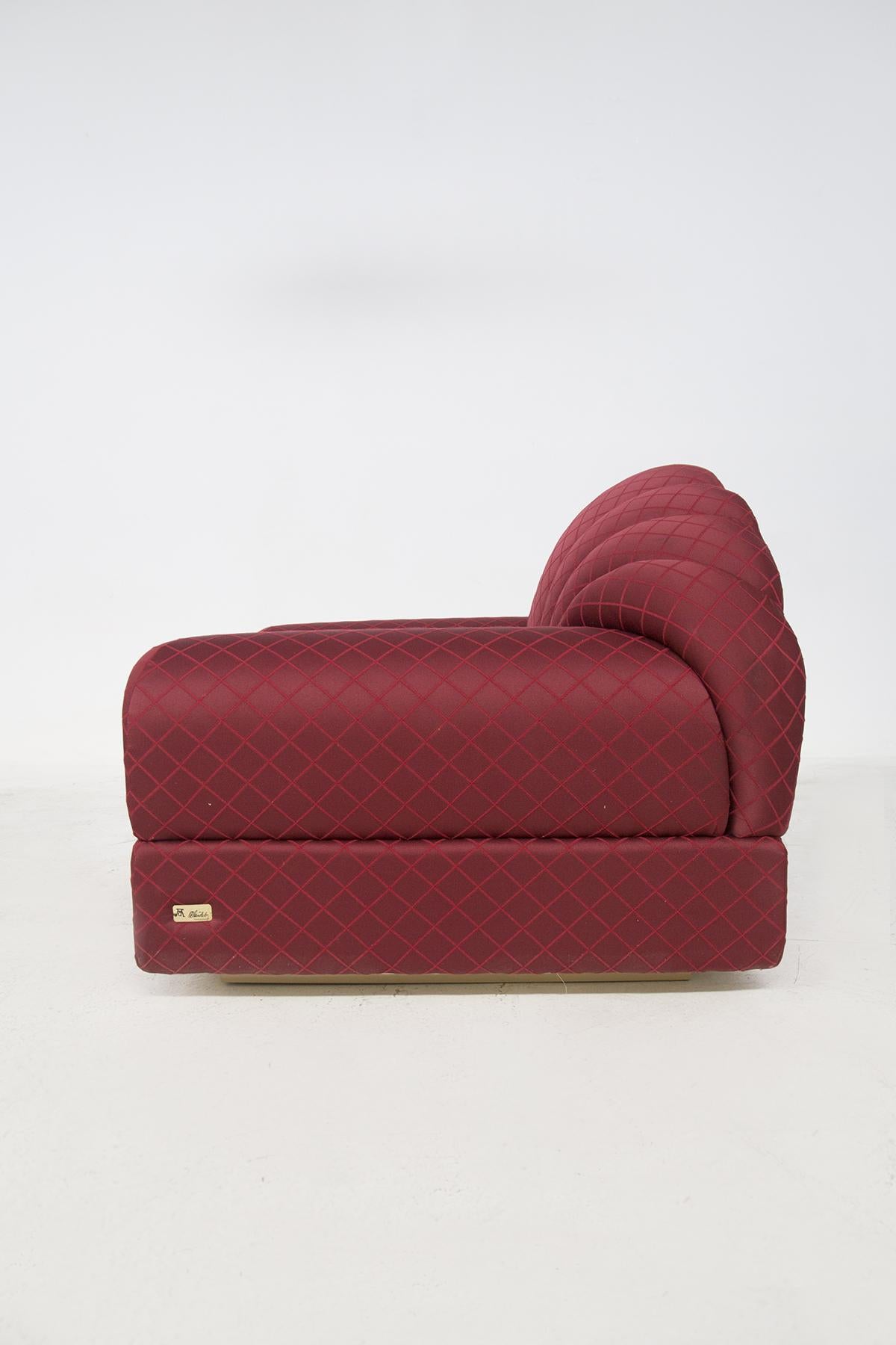 Alain Delon Vintage “Salon” Red Armchairs, Original Label For Sale 2