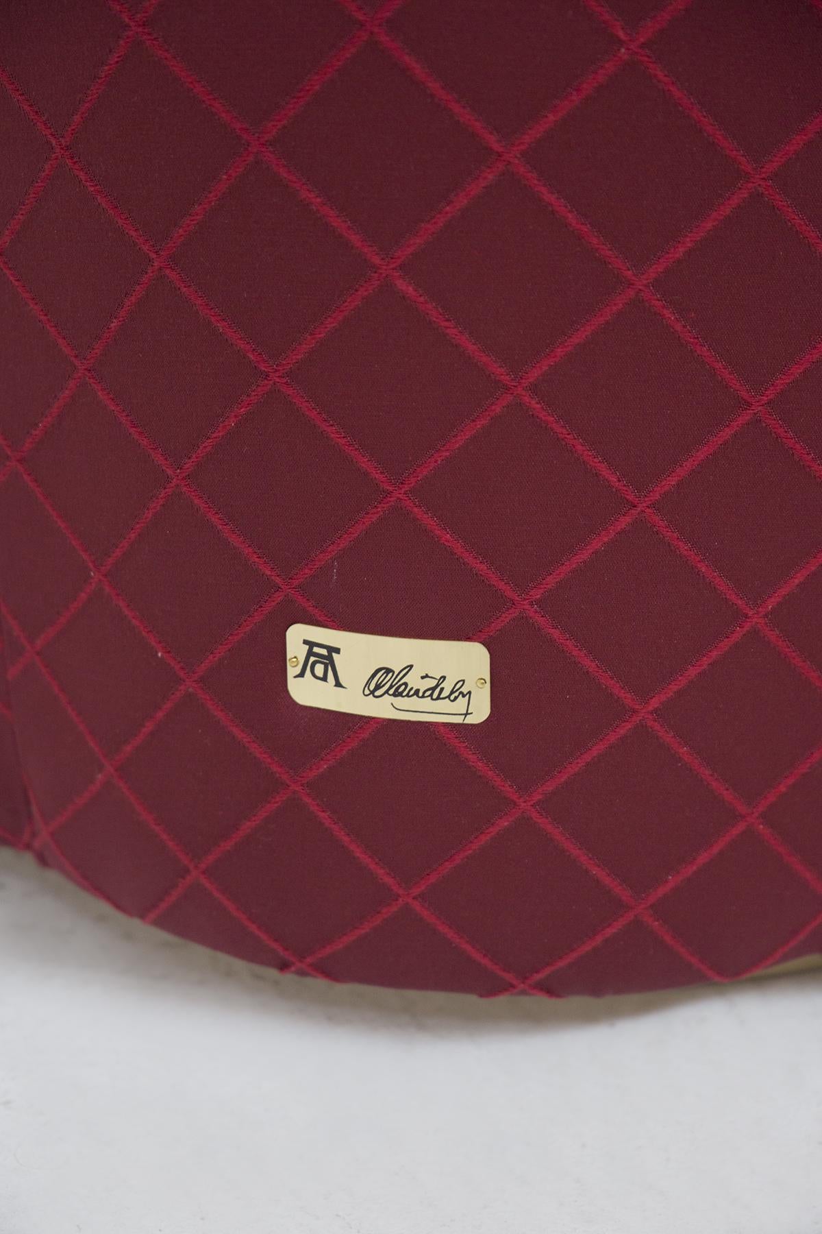Alain Delon Vintage “Salon” Red Pouf, Original Label 1