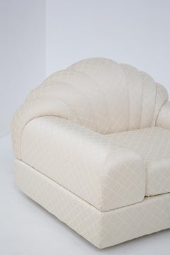 Alain Delon Vintage "Salon" White Armchairs, Original Label