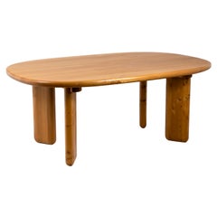 Alain Gaubert, Dining Table and Six Chairs in Blond Elm, 1970's
