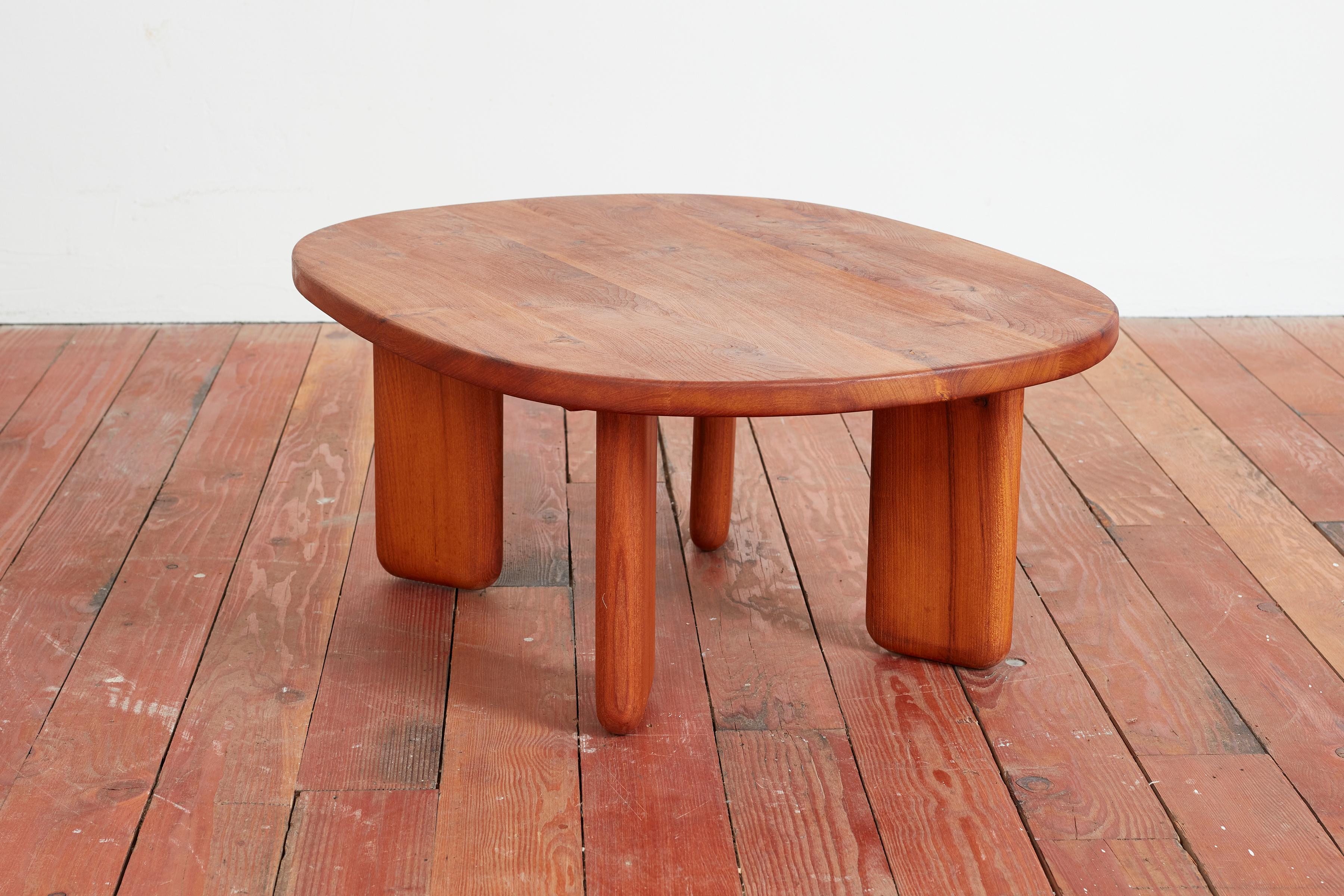 French Alain Gaubert Elm Coffee Table For Sale