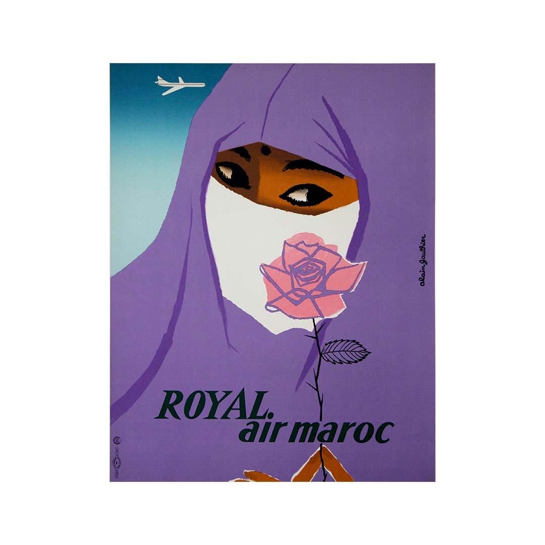 Originalplakat von Alain Gauthier Airline, 1958  - Königliche Luftfahrt Marokko im Angebot 3