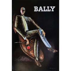 Retro Circa 1960 original poster by Alain Gauthier for Bally men's shoes - Fashion