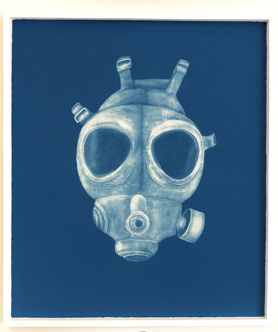 Alain Gerard Clement Silber Gelatine Fotogene Zeichnung Gasmaske im Zustand „Gut“ im Angebot in Palm Springs, CA