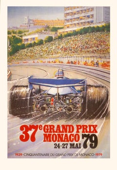 Alain Giampaoli-Monaco Grand Prix 1979-39.5" x 26"-Lithograph-1991-Vintage-Brown