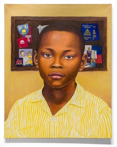 Portrait d'un garçon haïtien « chrétien (marron) en chemise jaune